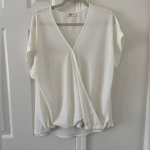 Entro White V-Neck Women's Top